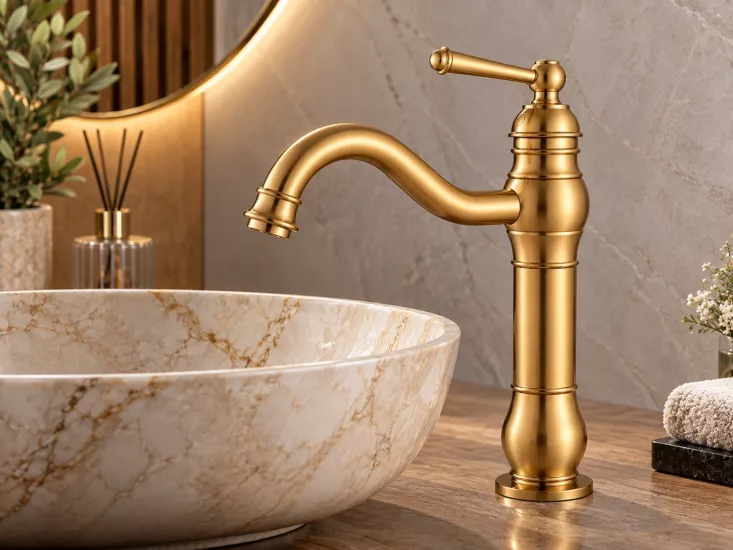 Retro Çanak Lavabo Bataryası Mat Gold