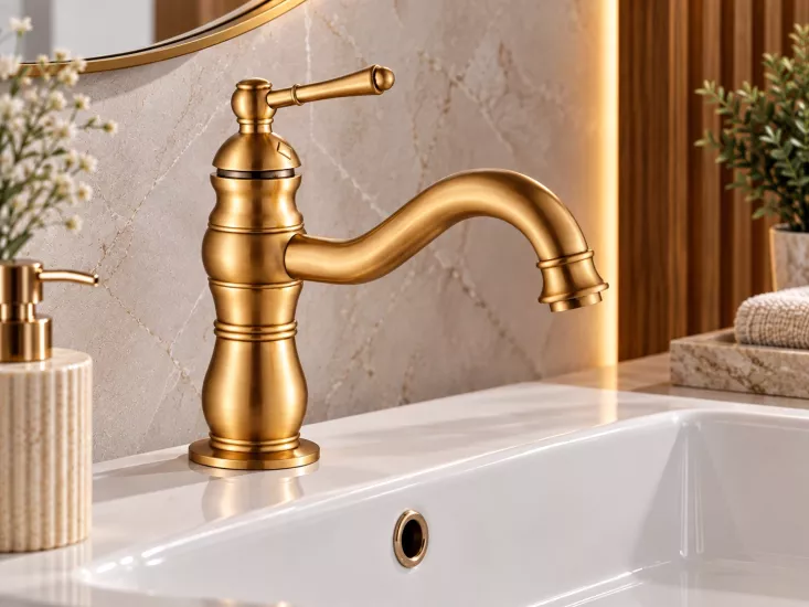 Retro Lavabo Bataryası Mat Gold
