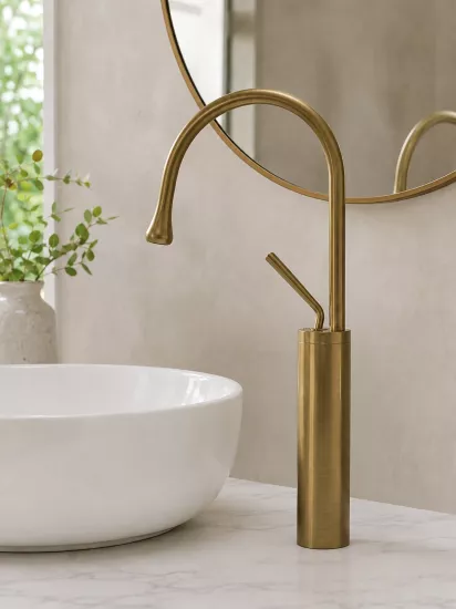 Mat Gold Yüksek Çanak Lavabo Bataryası