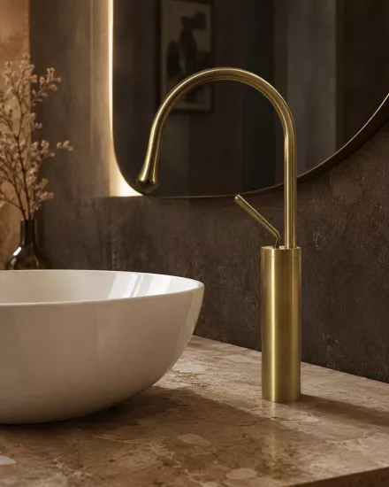 Mat Gold Yüksek Çanak Lavabo Bataryası
