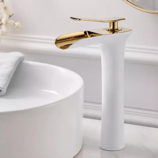 Beyaz Gold Şelale Çanak Lavabo Bataryası
