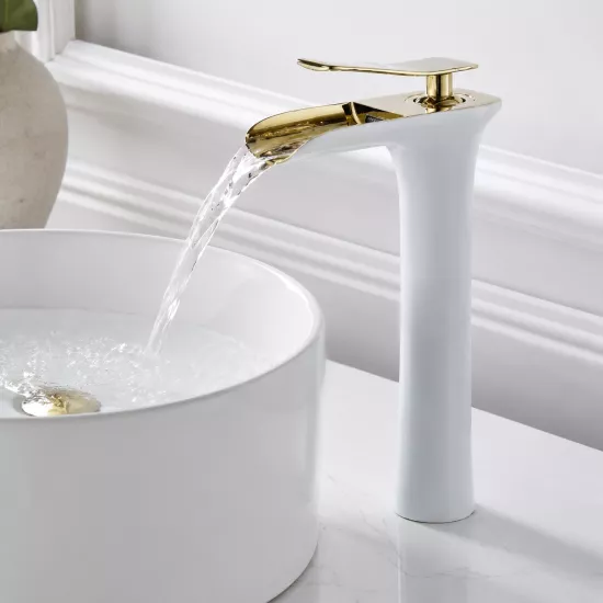 Beyaz Gold Şelale Çanak Lavabo Bataryası