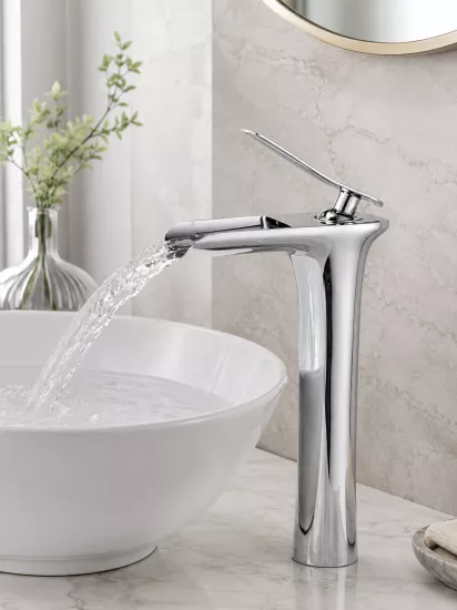 Gümüş Şelale Yüksek Çanak Lavabo Bataryası