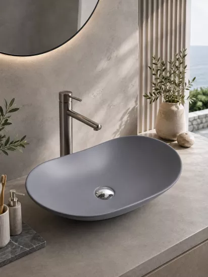 Gri Çanak Lavabo 63x37 cm | Seramik