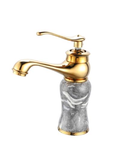 Gold Mermer Desenli Lavabo Bataryası