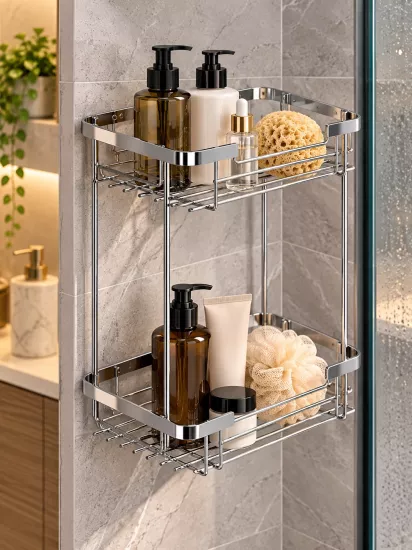 304 Paslanmaz Çelik Gümüş Vidalı Banyo Rafı