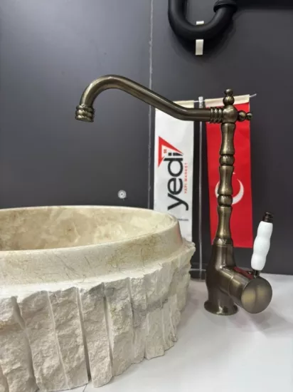 Rustik mutfak evyesi batarya modelleri