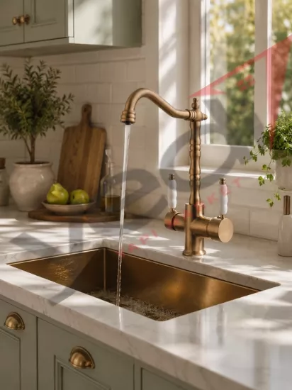 Rustik Arıtmalı Mutfak Bataryası Mat Gold