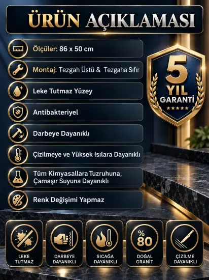 Gümüş Gri Damlalıklı Mutfak Evyesi Sifon Dahil