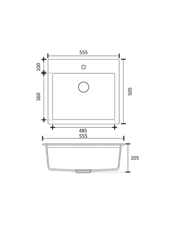 Mutfak Tek Gözlü Granit Evye Gri