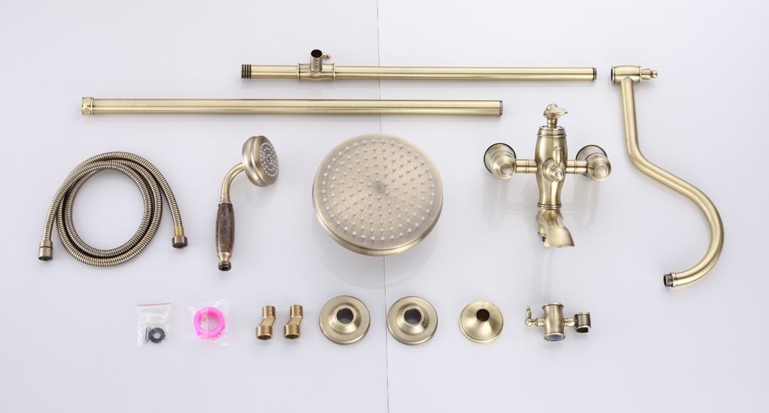 Rustik Banyo Duş Seti Pirinç Antik