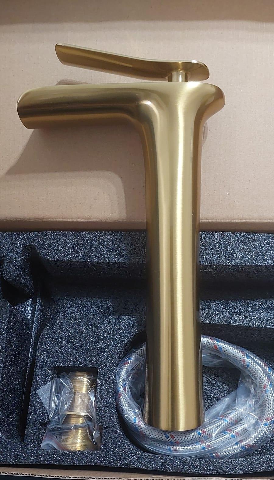 Mat Gold Şelale Çanak Lavabo Bataryası Pirinç Gövde